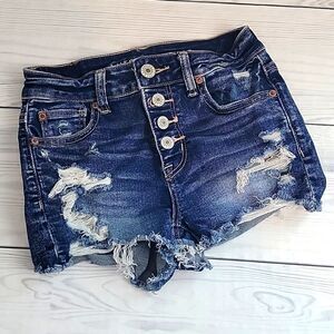 American Eagle Outfitters next level stretch shortie shorts denim Women's Size 0